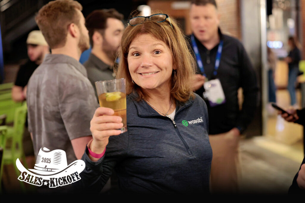 Somebody at an event with a beer