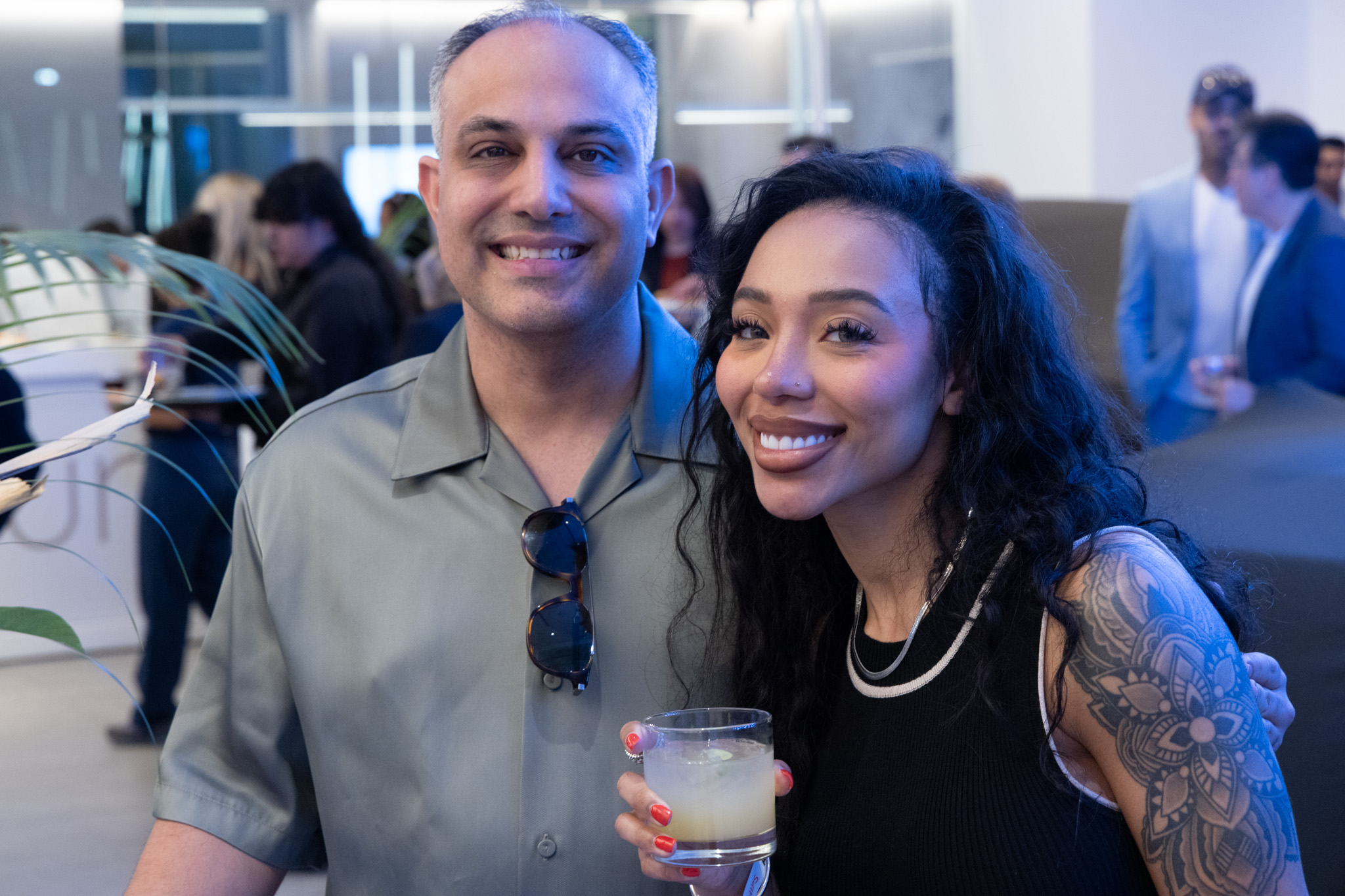 A fun moment of a couple at and event in Dallas Fort Worth.